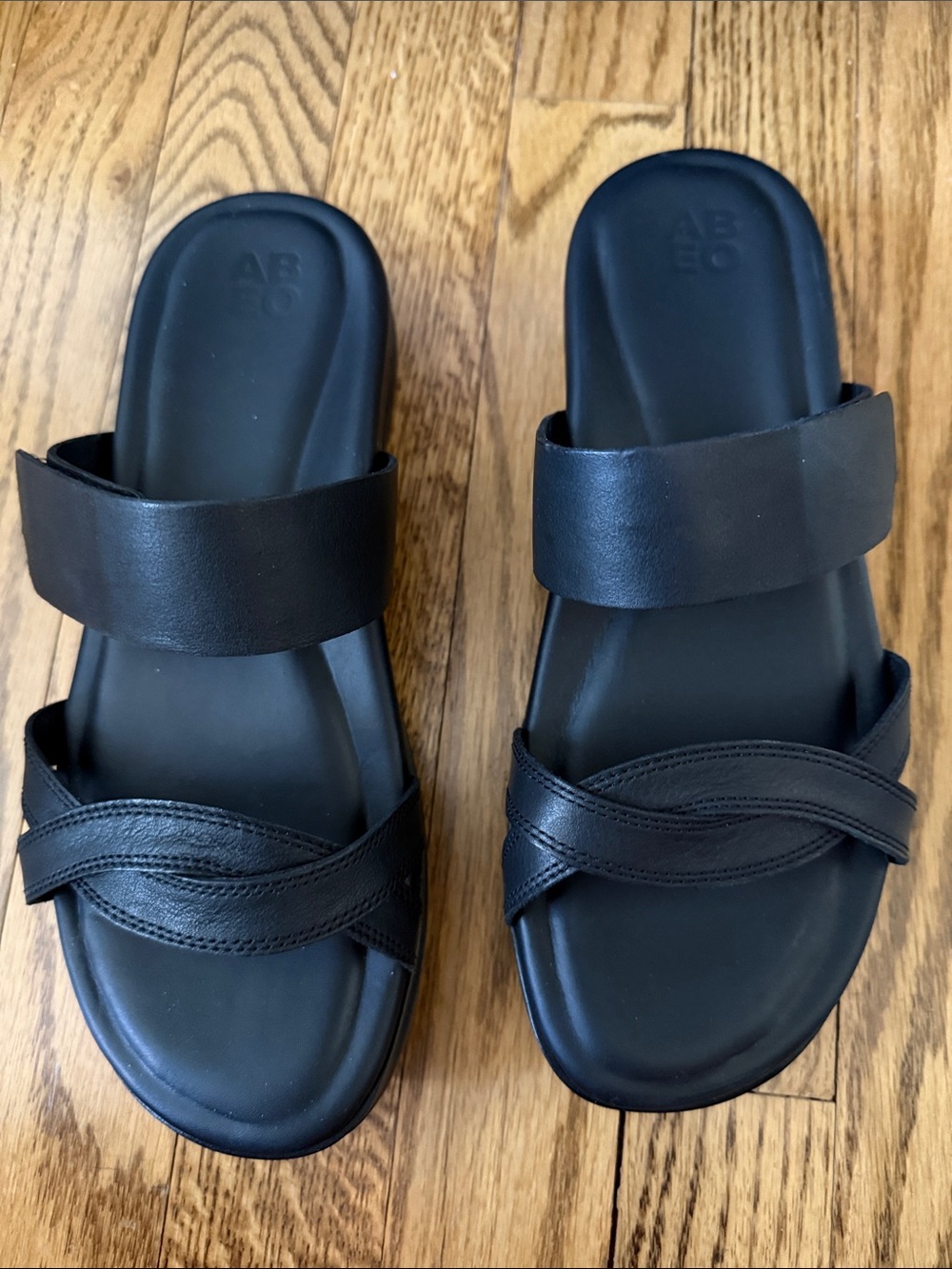 Abeo Kyla Black Slide Sandals NIB 8